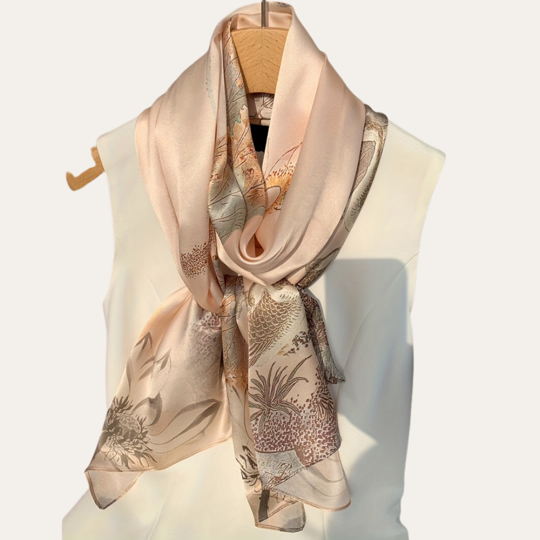 Damen Seidenschal Blumenmuster Rosa | Vestea
