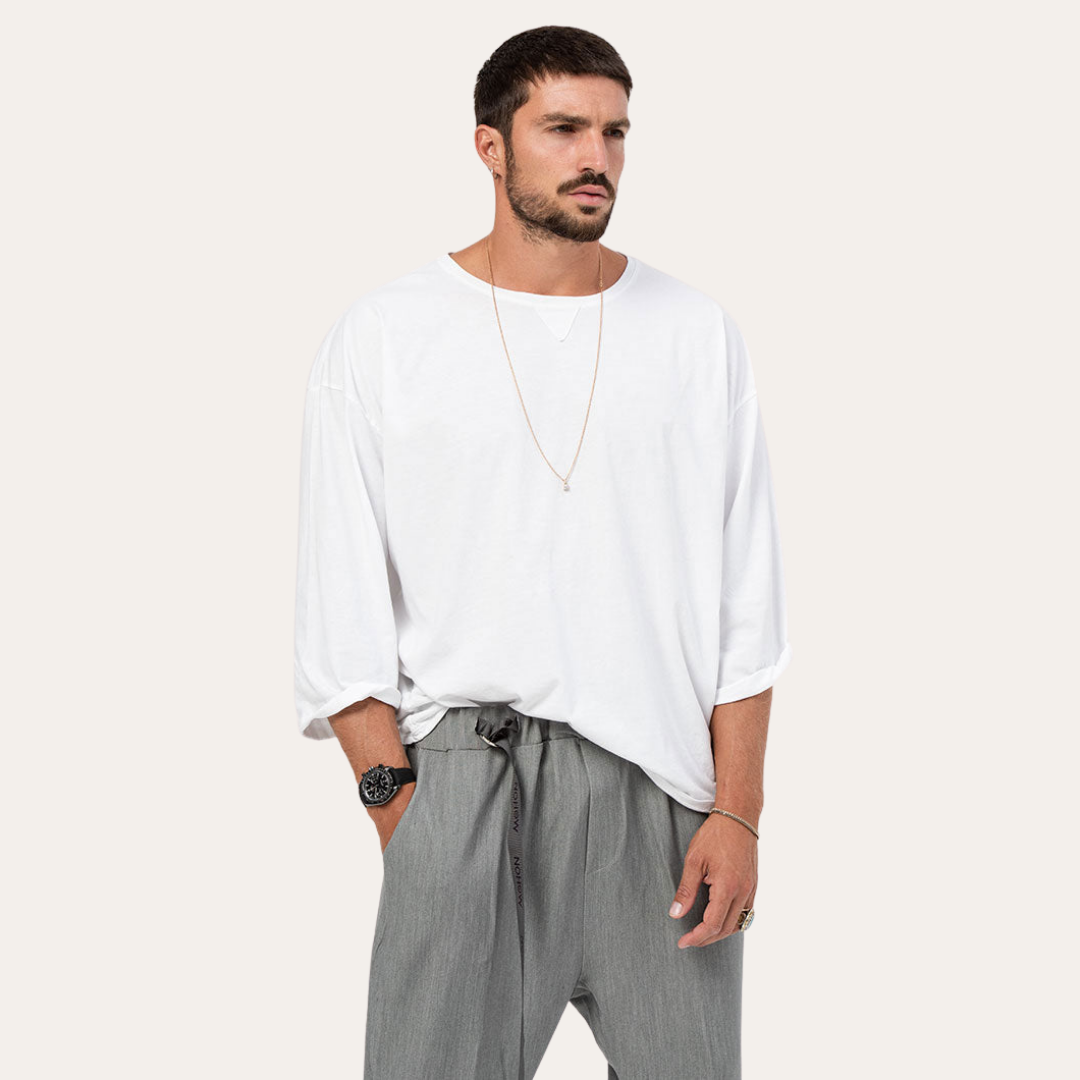 Herren Oversize Baumwoll Longsleeve Basic | Vestea