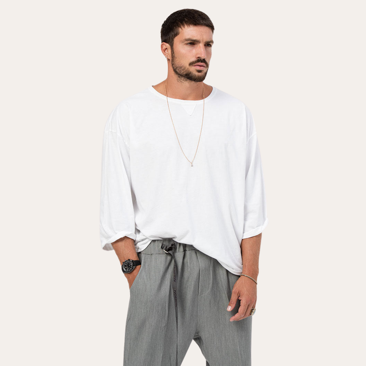 Herren Oversize Baumwoll Longsleeve Basic | Vestea