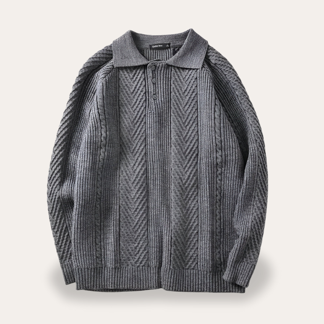 Herren Strickpullover mit Polokragen Wollmix | Vestea