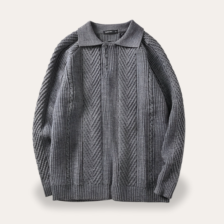 Herren Strickpullover mit Polokragen Wollmix | Vestea