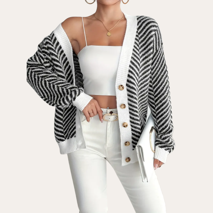 Damen Strickjacke  Zickzackmuster  | Vestea