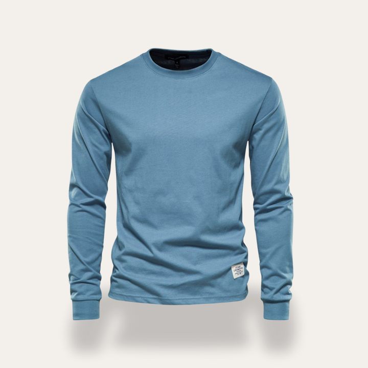 Herren Langarmshirt Rundhals Basic Freizeit Stretch | Vestea