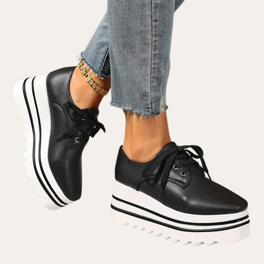 Damen Plateau Schnürschuhe Leder Orthopedico Freizeitschuhe | Vestea