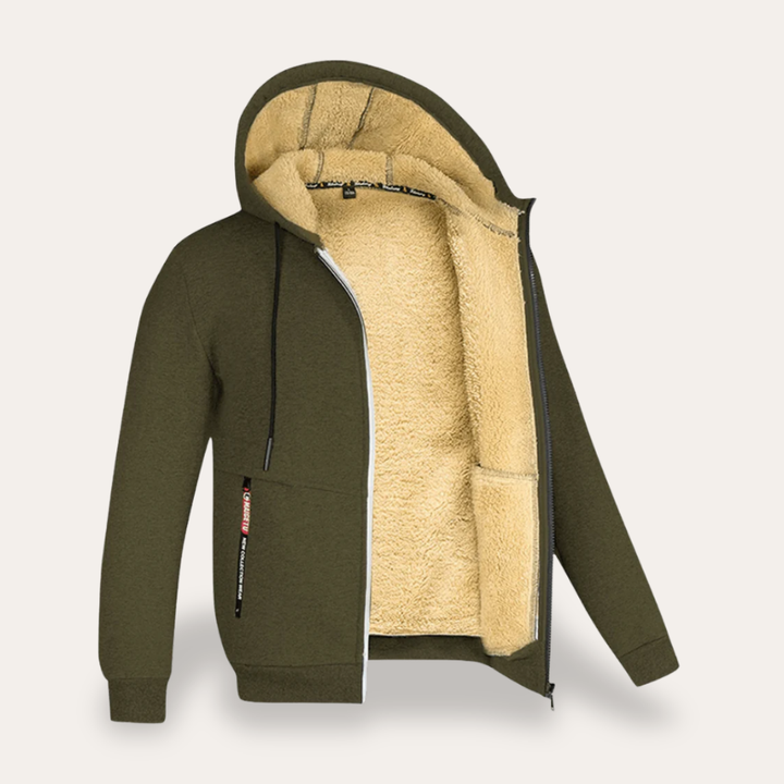 Herren Winterjacke Fleece Gefüttert Reißverschluss Kapuze Freizeit | Vestea