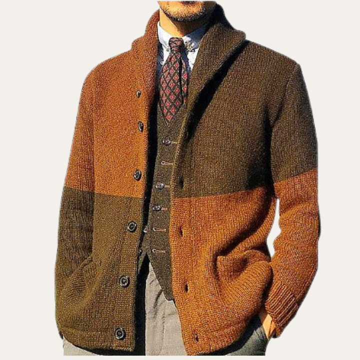 Herren Strickjacke mit Knopfleiste und Stehkragen | Vestea