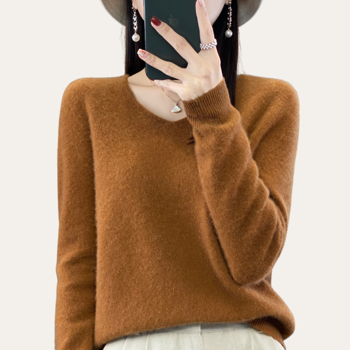 Damen Kaschmir V-Ausschnitt Pullover | Vestea