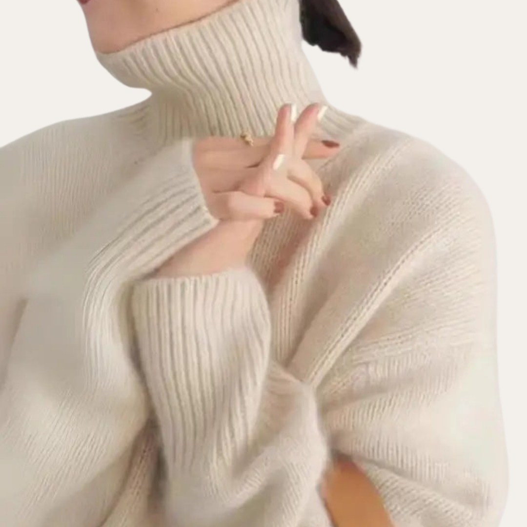 Damen Rollkragenpullover aus Strick mit Oversize-Passform | Vestea