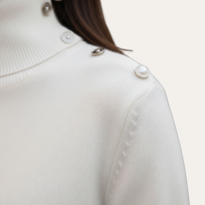 Damen Rollkragenpullover mit Knöpfen | Vestea