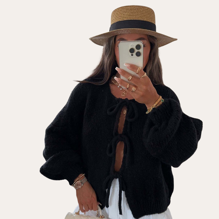 Damen Strickjacke mit Schleifen Elegant | Vestea