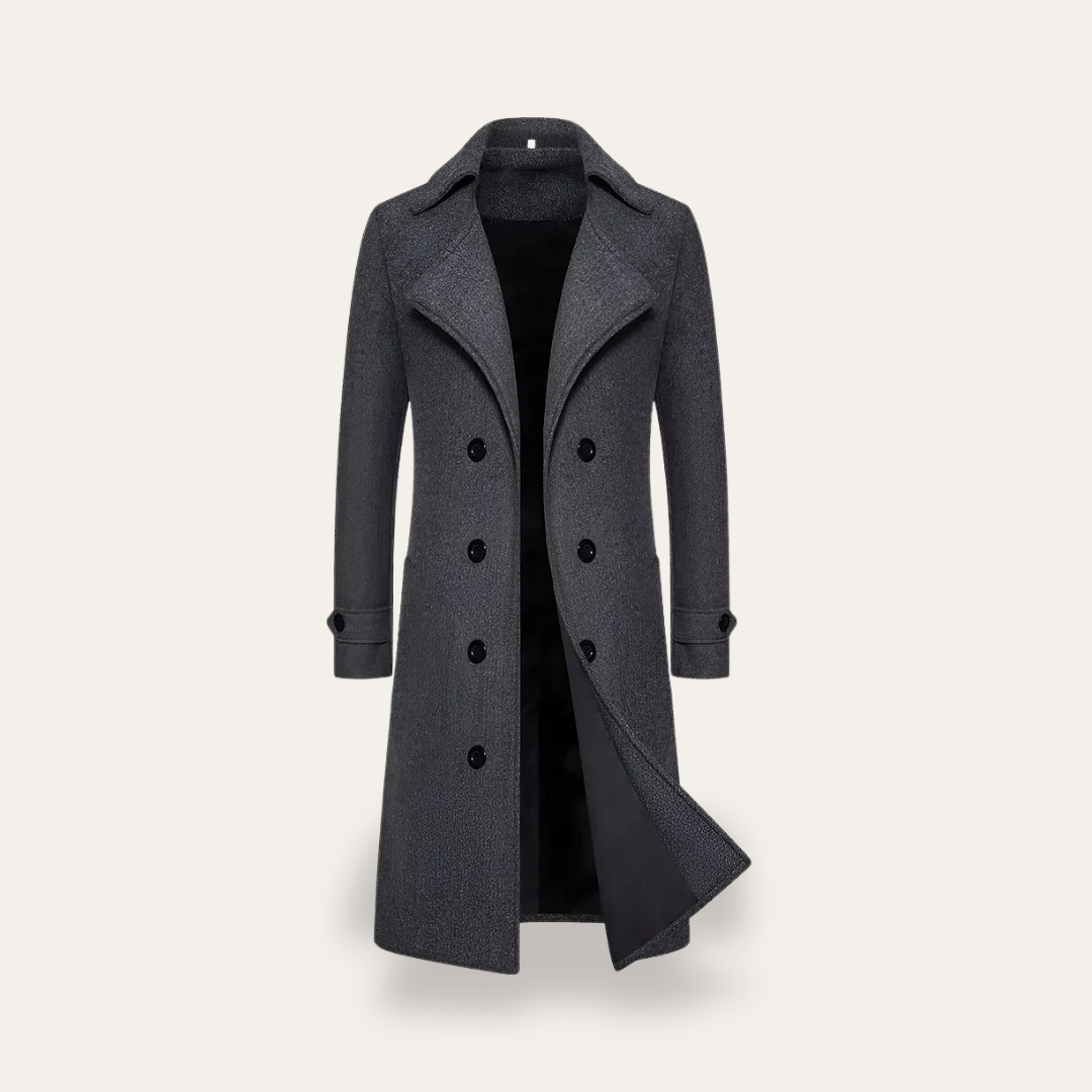 Herren Wollmantel Zweireiher Trenchcoat Wintermode | Vestea