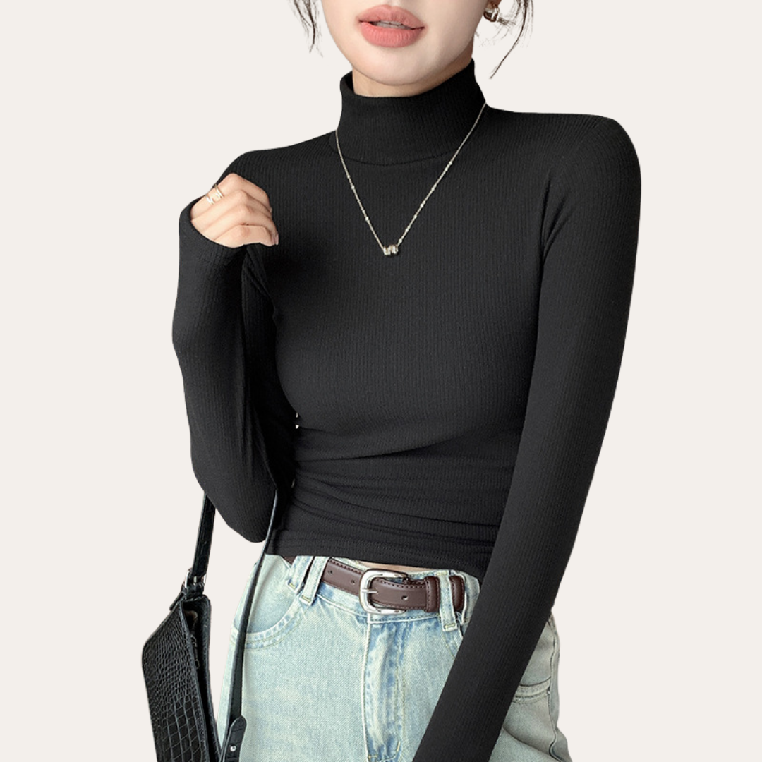 Damen Rollkragen Langarm Slim Fit Oberteil | Vestea