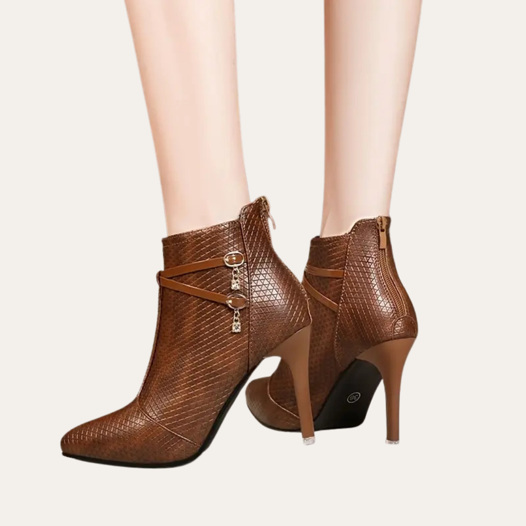 Orthopädische Stiefeletten mit Absatz und Reißverschluss für Damen | Vestea