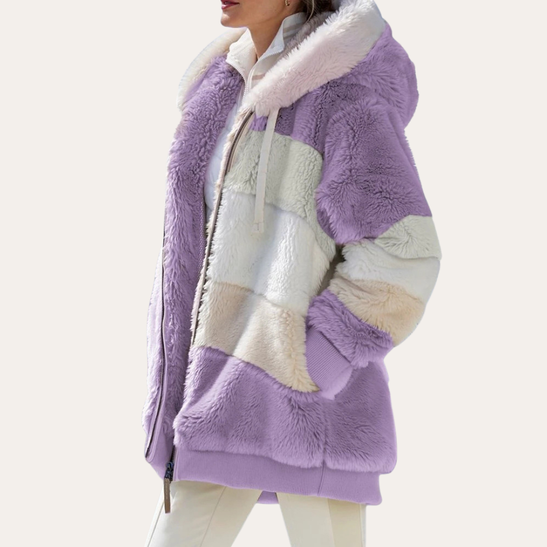 Damen Kunstpelz Jacke Winter mit Kapuze | Vestea