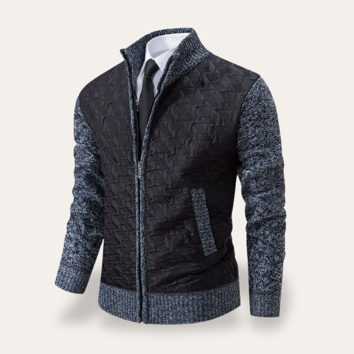 Herren Strickjacke mit Reißverschluss und Strukturmuster | Vestea