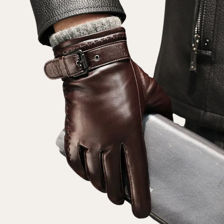 Herren Lederhandschuhe mit Riegel | Vestea