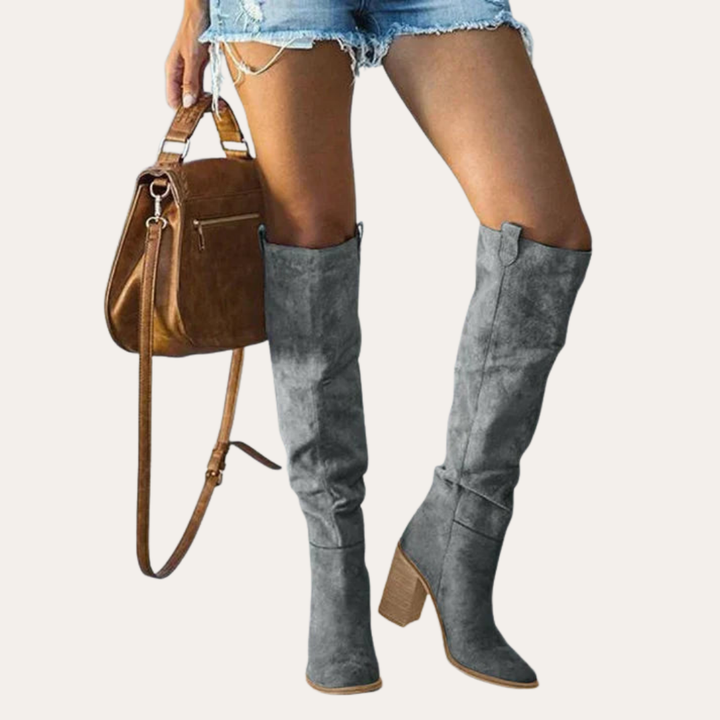 Damen Orthopädische Kniehohe Stiefel mit Absatz | Vestea