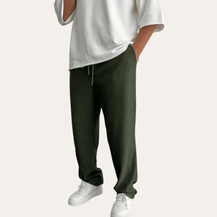 Herren Plissee Hose mit Kordelzug Streetwear Freizeitlook | Vestea