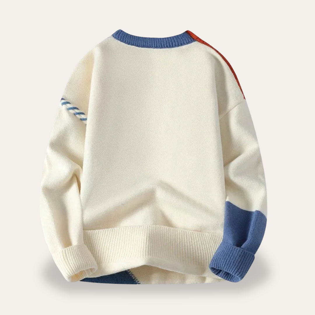 Herren Patchwork Strickpullover | Vestea