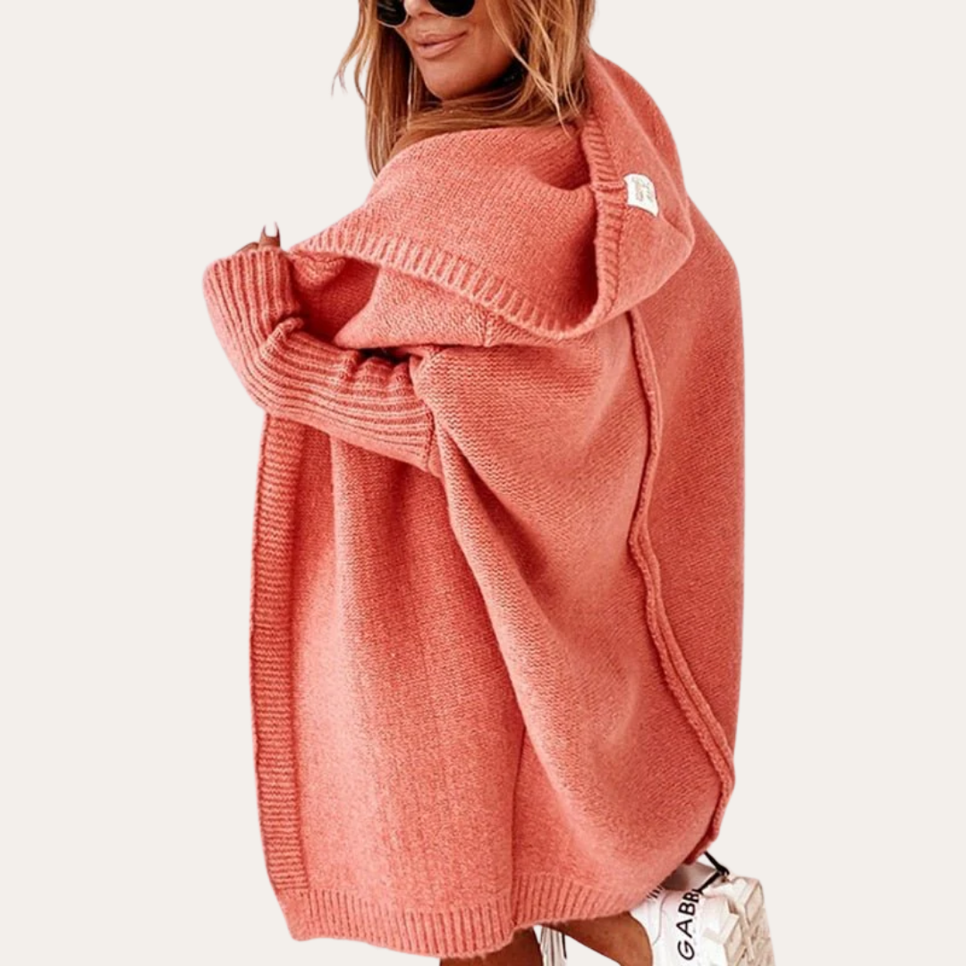 Damen Strick-Cardigan mit Kapuze aus Wollmischung | Vestea