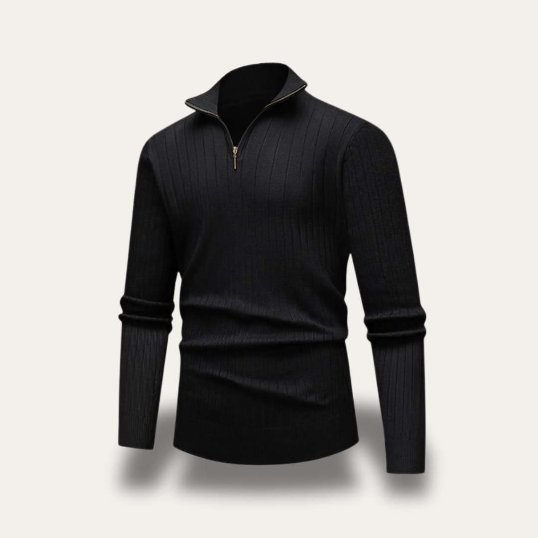 Herren Strickpullover mit Reißverschluss Stehkragen | Vestea
