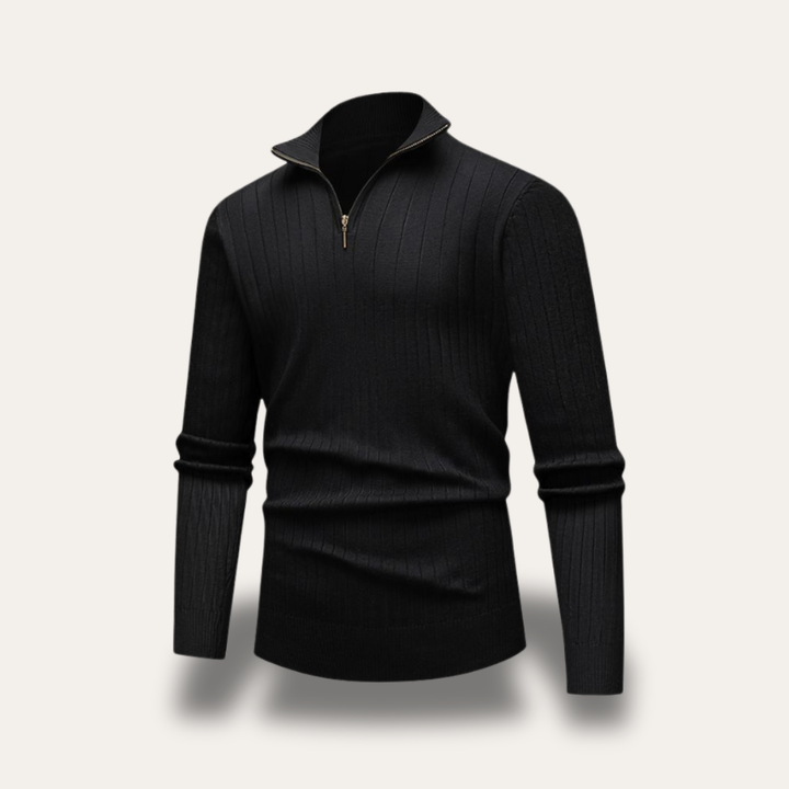 Herren Strickpullover mit Reißverschluss Stehkragen | Vestea