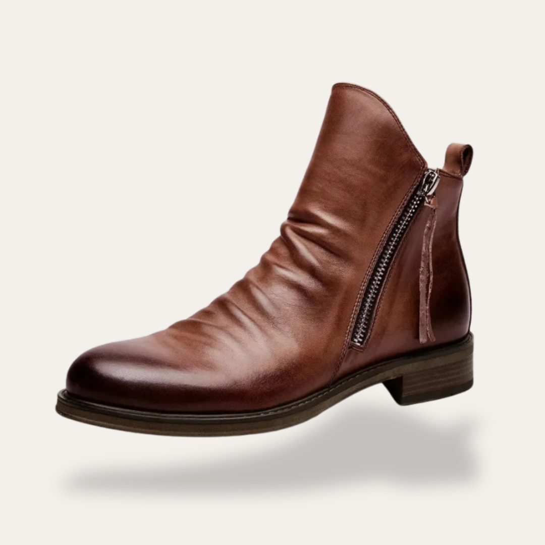 Herren Lederstiefeletten mit Reißverschluss und orthopädischer Passform | Vestea