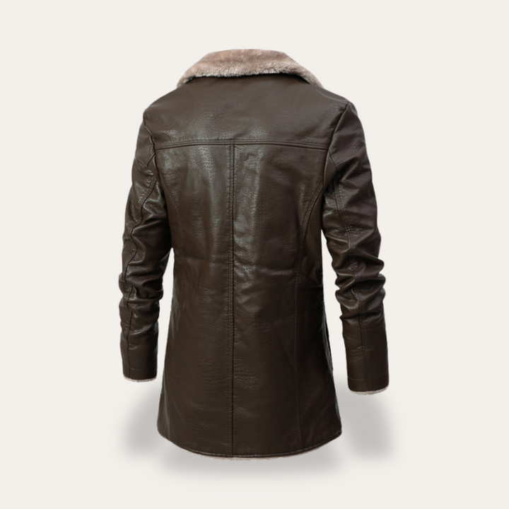 Lederjacke mit Kunstfellkragen für Herren | Vestea