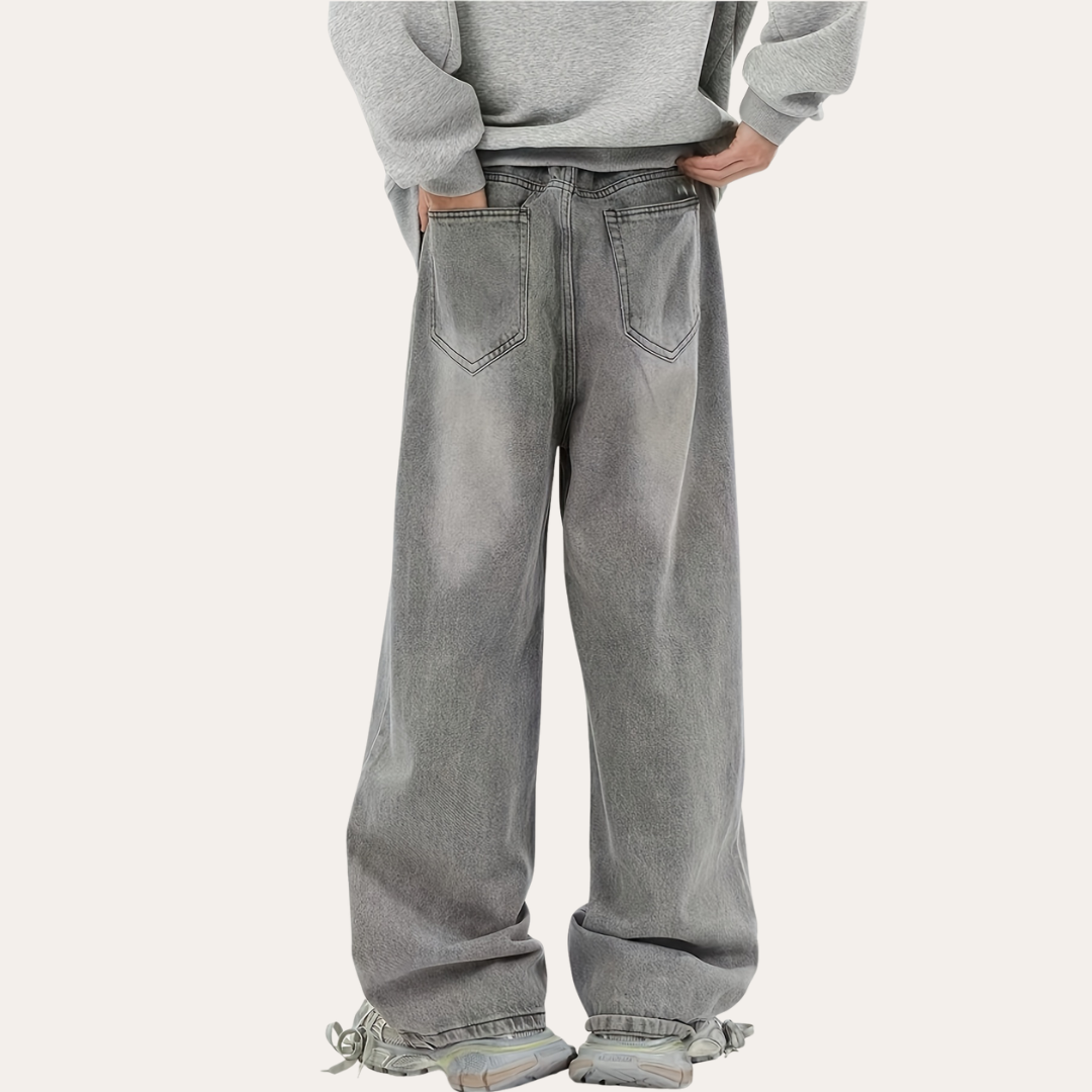 Herren Baggy Jeans Weites Bein Grau | Vestea