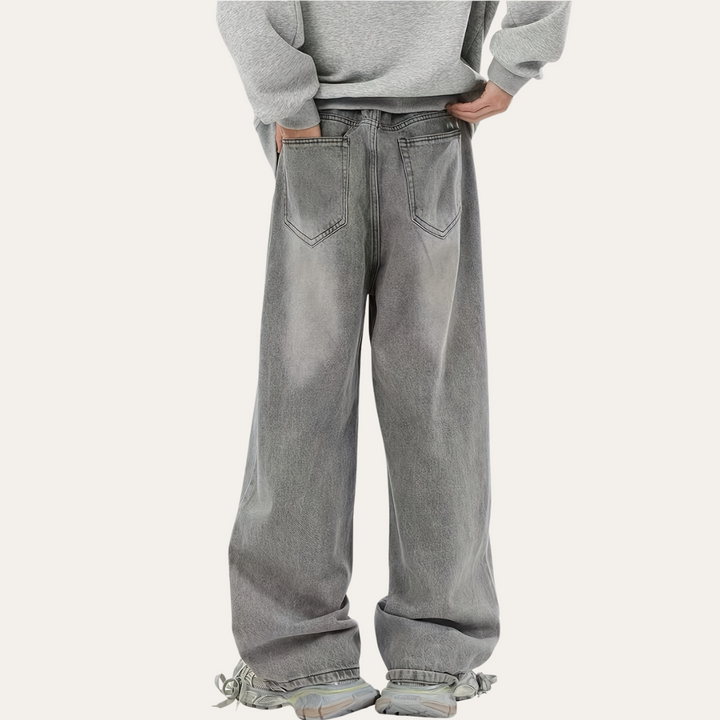 Herren Baggy Jeans Weites Bein Grau | Vestea