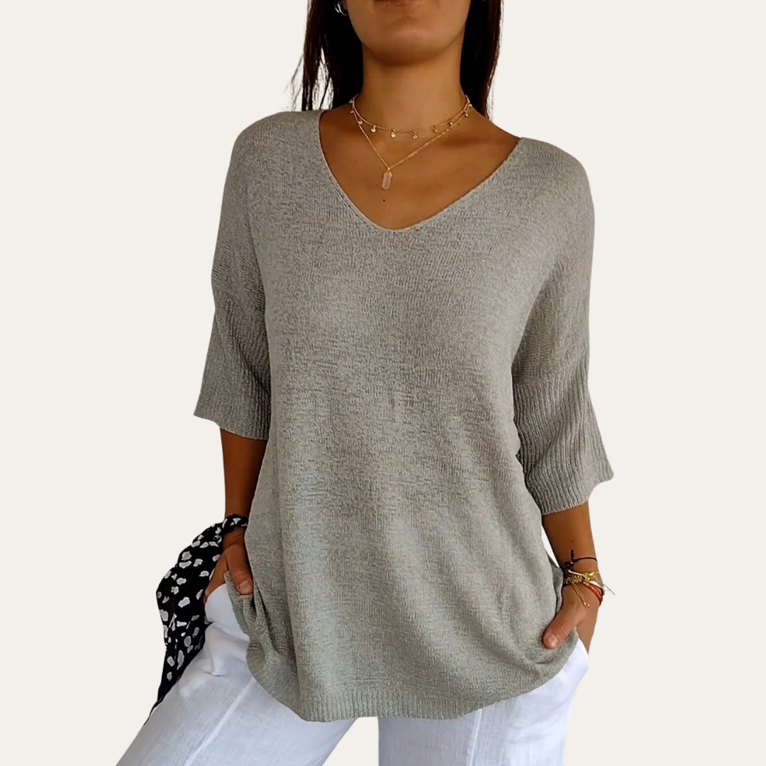 Damen V-Ausschnitt Pullover Locker Freizeit | Vestea