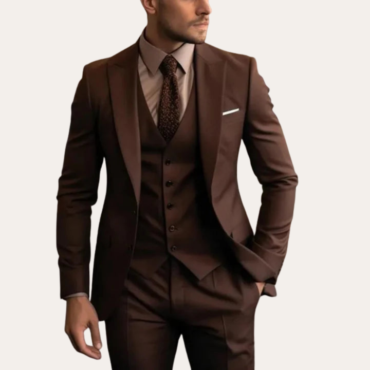 Herren 3-Teiler Anzug Slim Fit Hochzeit Business Polyester | Vestea