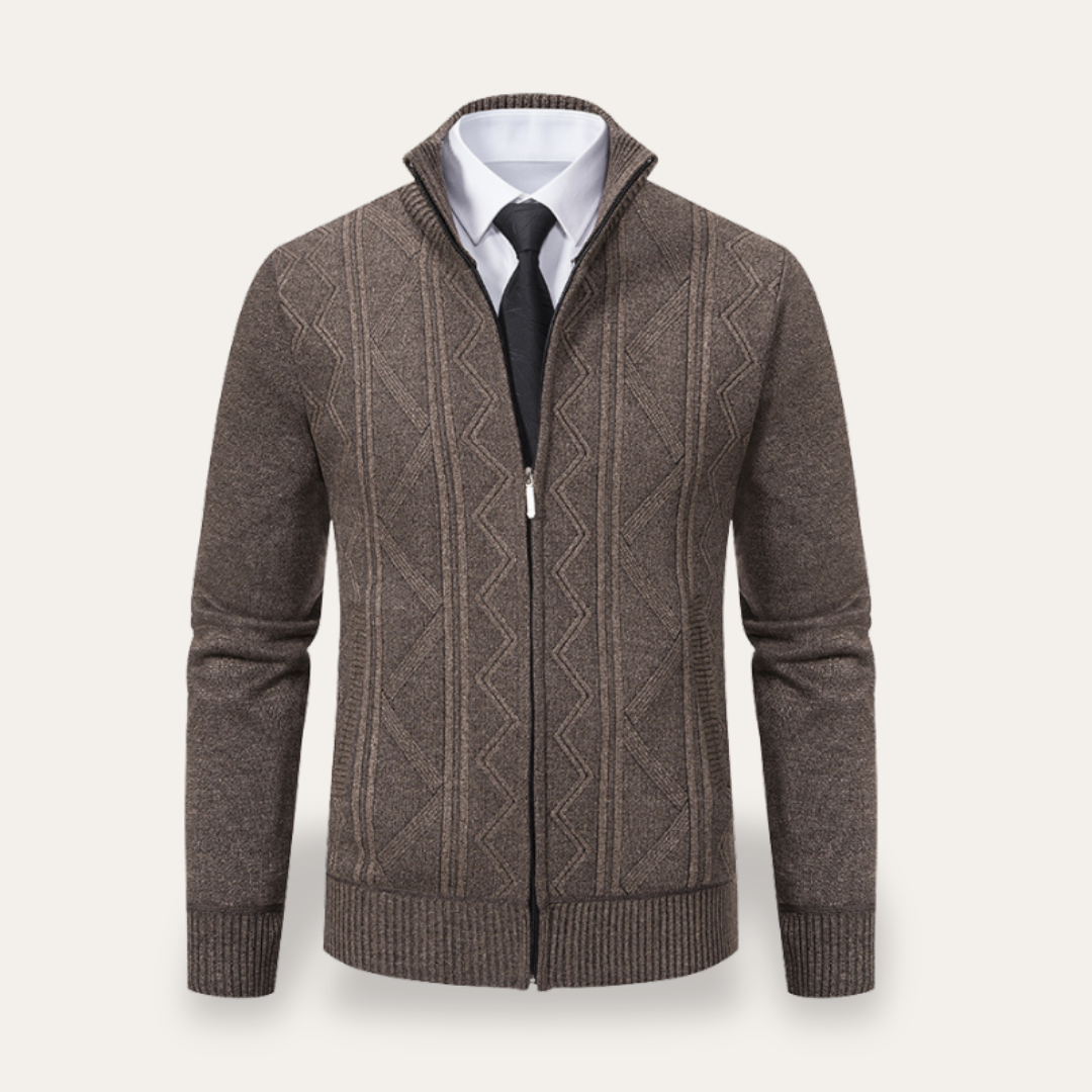 Herren Strickjacke mit Reißverschluss und Stehkragen | Vestea