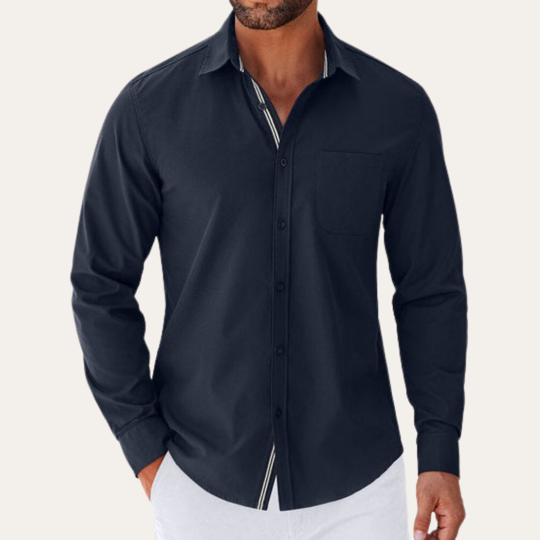 Herren Langarmhemd Mischgewebe Regular Fit | Vestea
