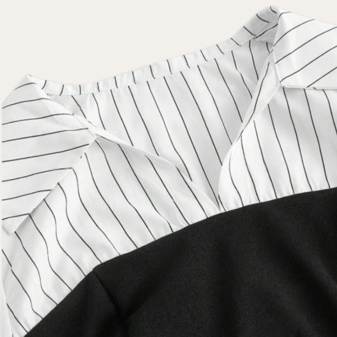 Damen Bluse mit Streifen und Puffärmeln | Vestea