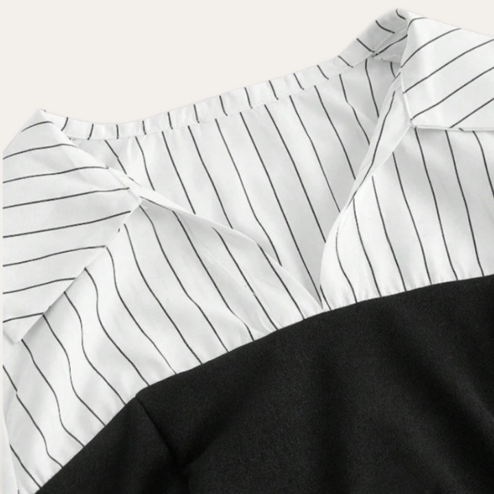 Damen Bluse mit Streifen und Puffärmeln | Vestea
