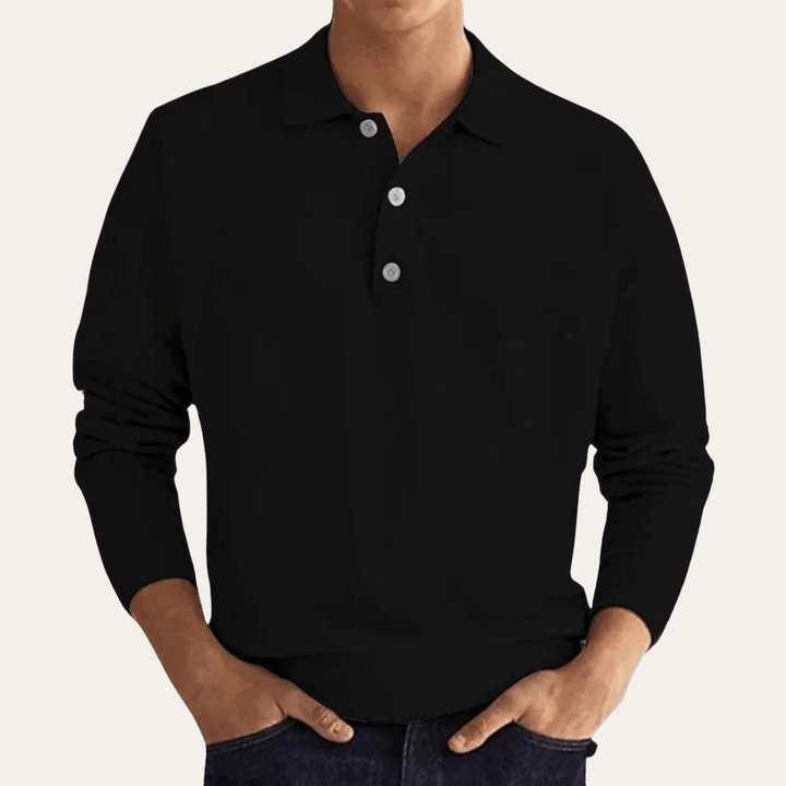 Herren Langarm Poloshirt Freizeit Klassisch | Vestea
