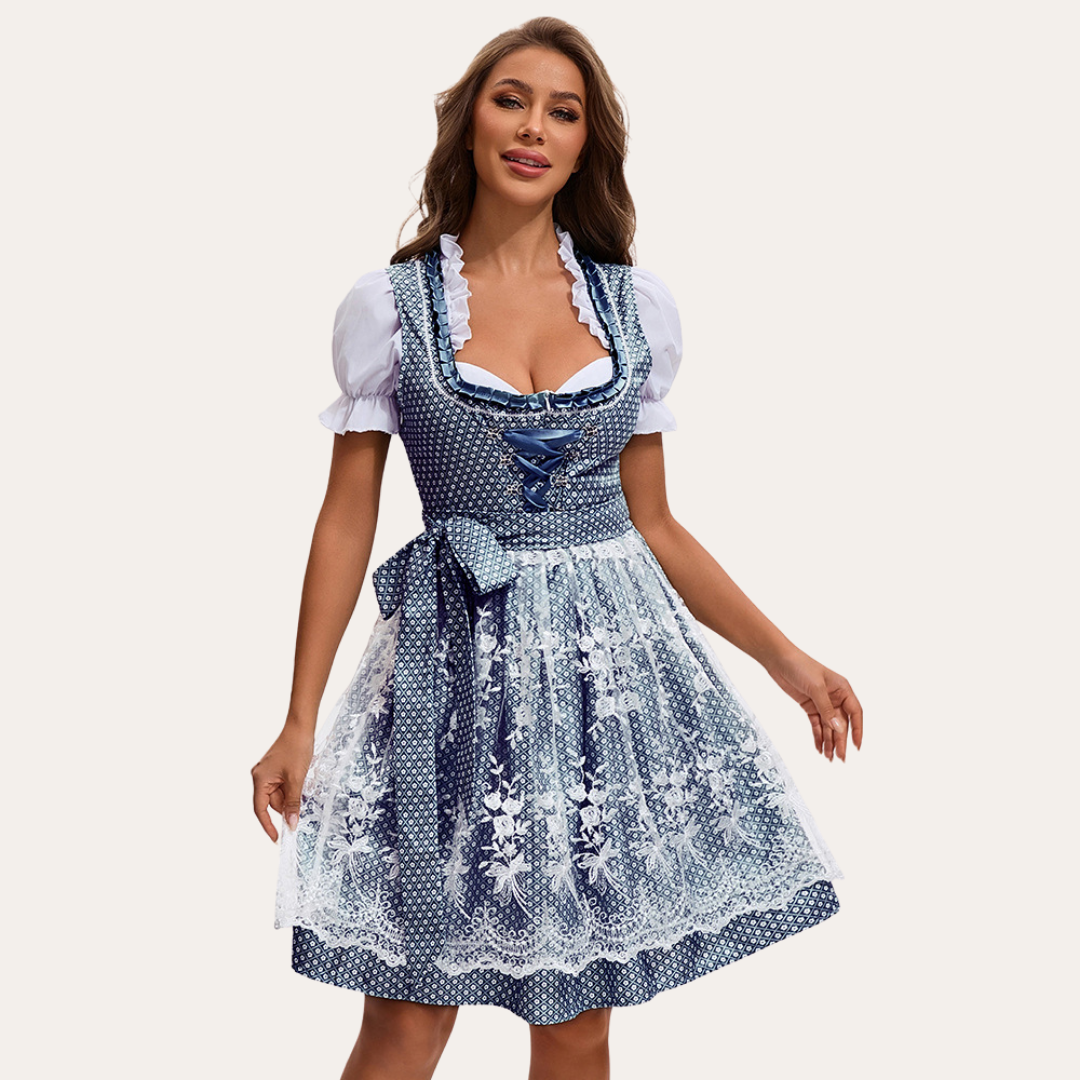 Damen Dirndl Kleid mit Spitzen Schürze Traditionell | Vestea