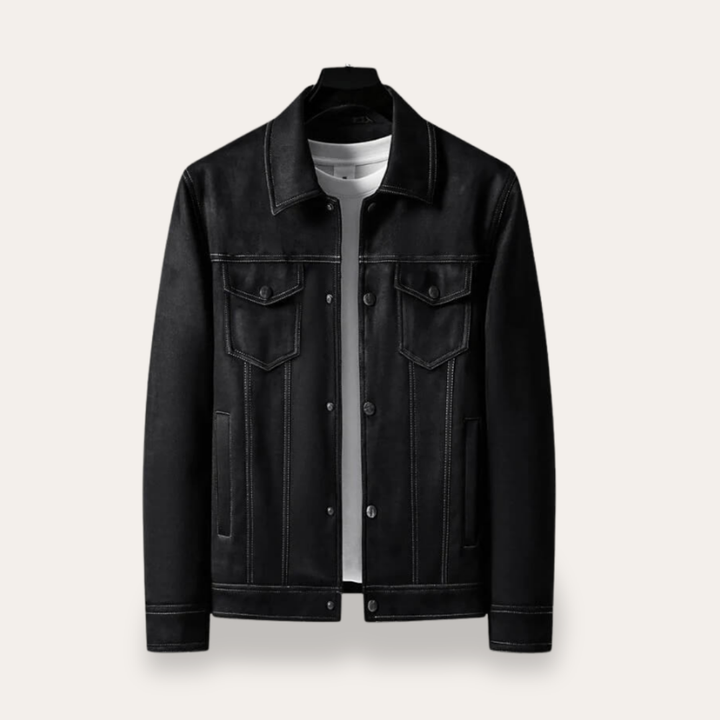 Herren Wildlederjacke Knopfleiste Vintage Stil | Vestea