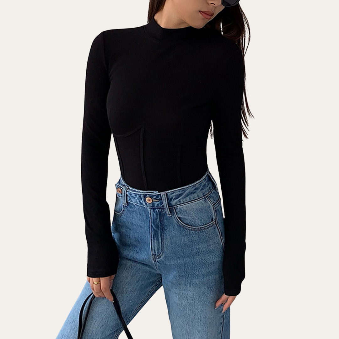 Damen Langarm Body mit Stehkragen | Vestea