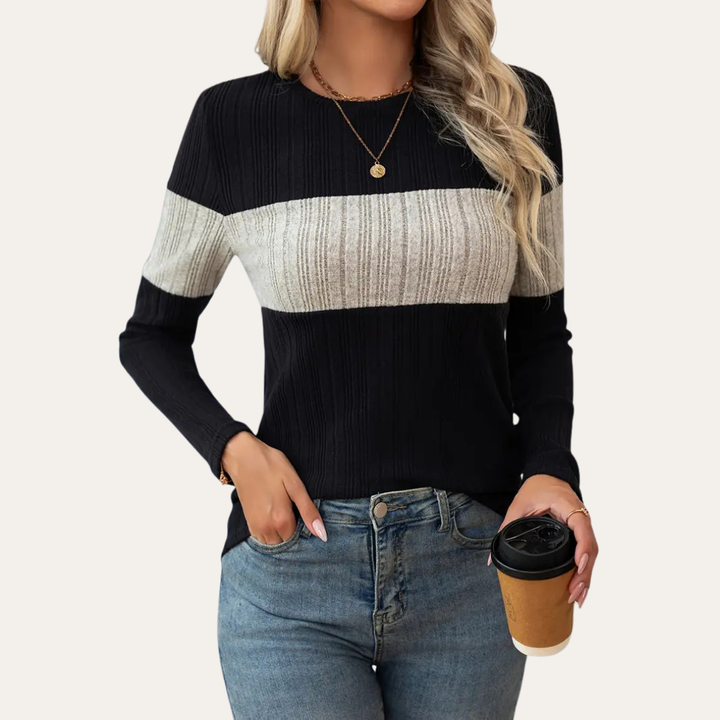 Gestreiftes Langarmshirt für Damen | Vestea