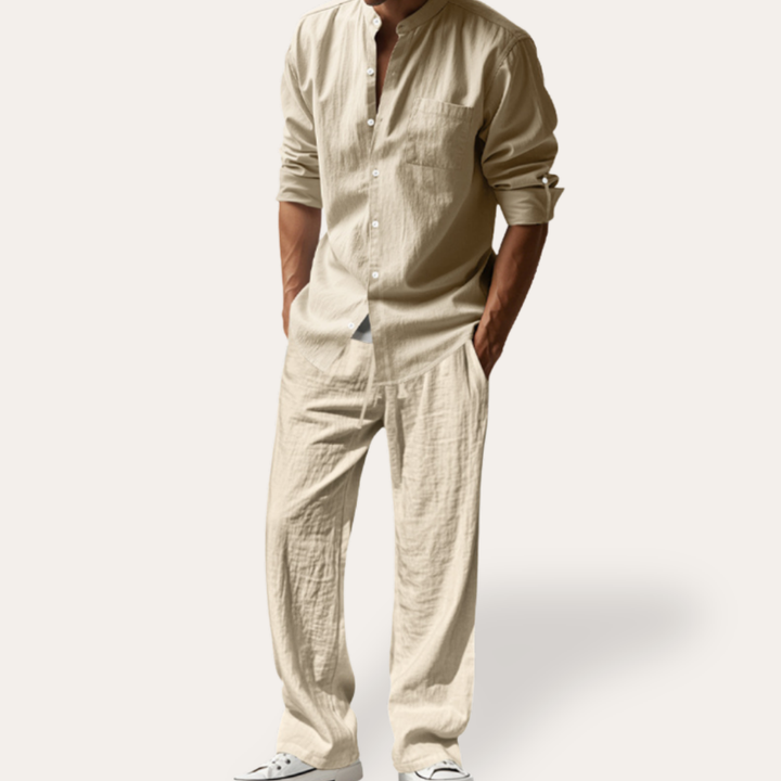 Herren Leinen Set, Atmungsaktives Hemd und Hose | Vestea