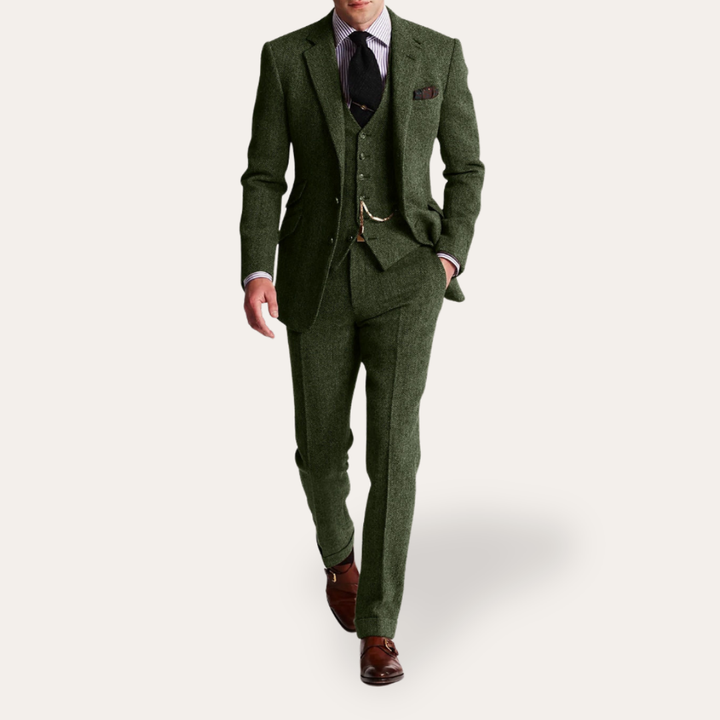 Herren Tweed Anzug 3-teilig Slim Fit Business Festlich | Vestea