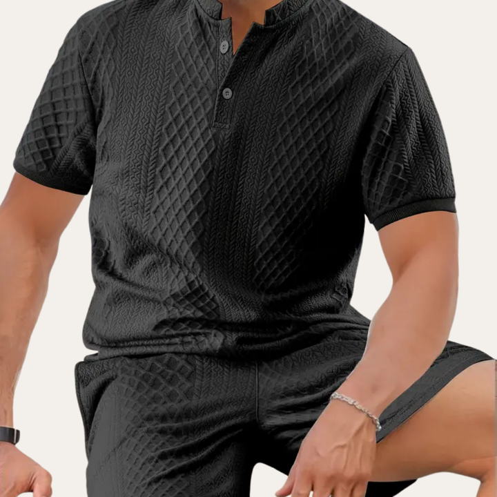 Herren Sommer-Set aus atmungsaktivem Kurzarmhemd und Shorts | Vestea
