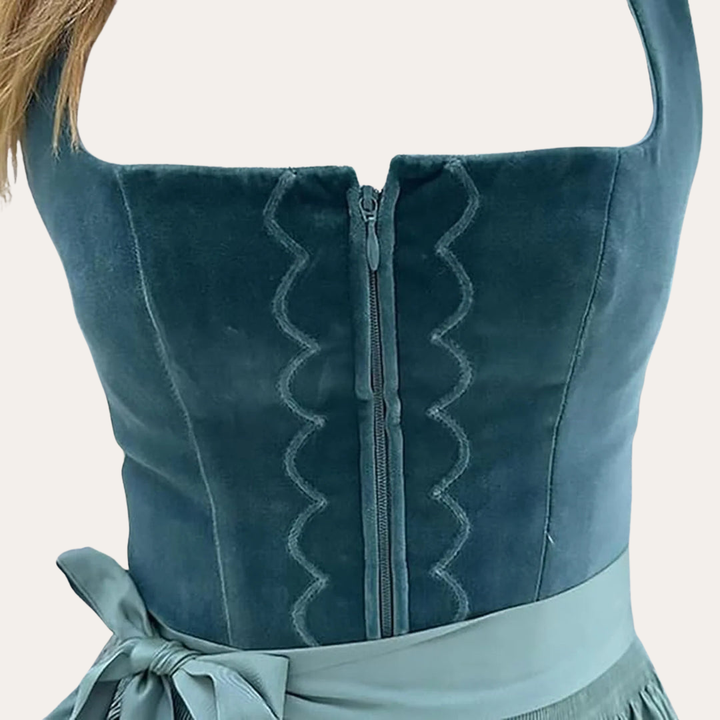 Damen Dirndl Kleid Samt mit Schürze | Vestea
