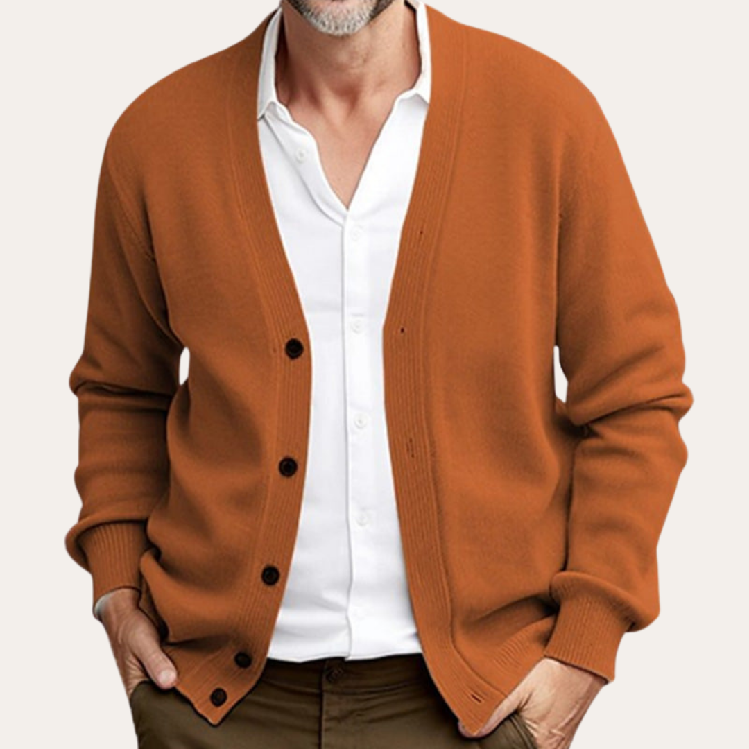 Herren Strickjacke V-Ausschnitt Knöpfe Basic | Vestea