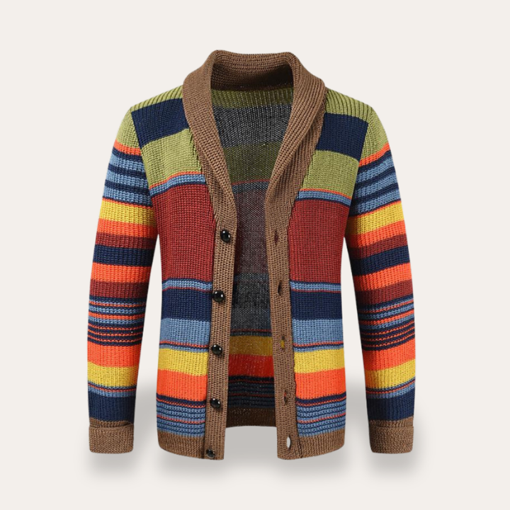 Herren Strickjacke Knopfleiste Gestreift | Vestea