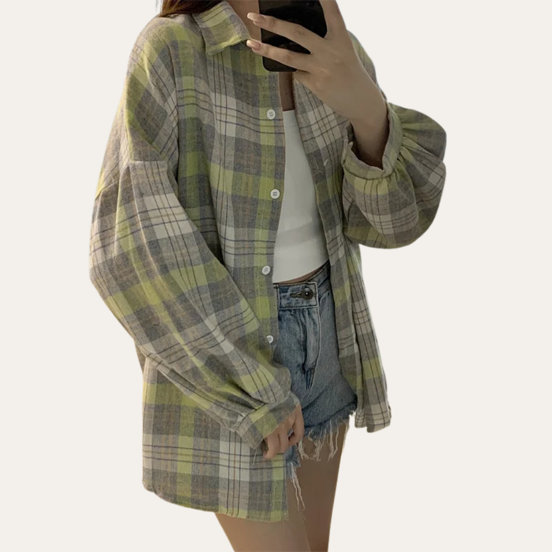 Damen Karobluse Langarm Oversized | Vestea