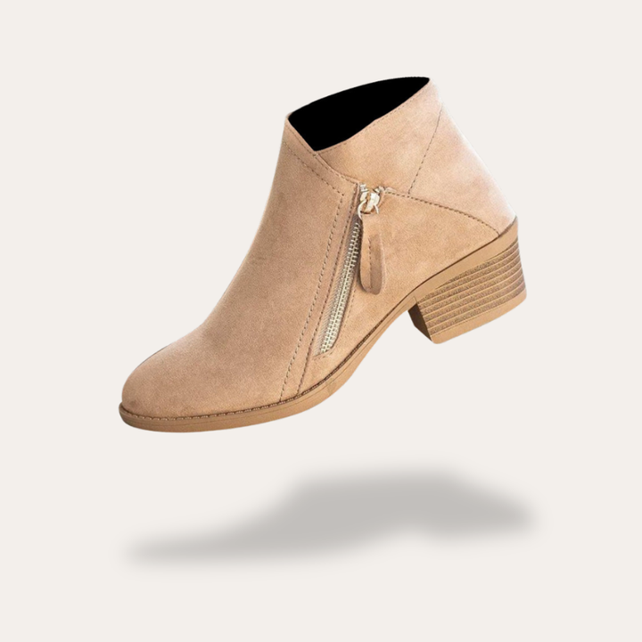 Orthopädische Damen Stiefeletten mit Blockabsatz und Reißverschluss | Vestea