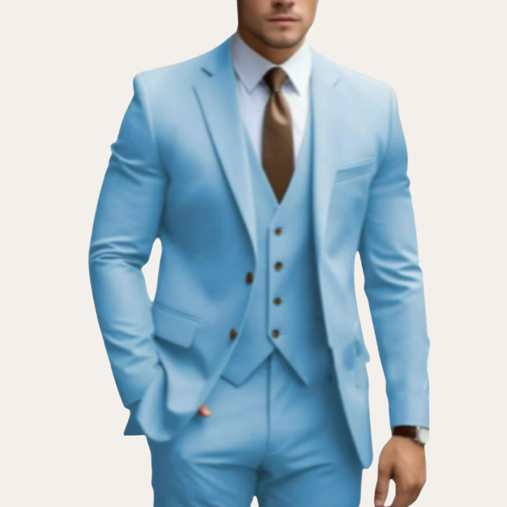 Herren Slim Fit Business Anzug Dreiteilig Wolle | Vestea
